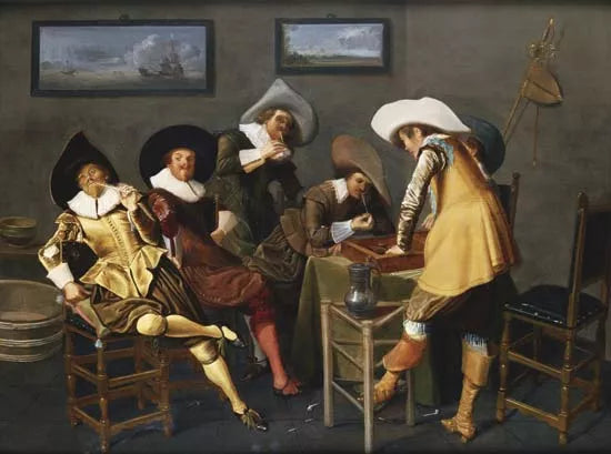 Gentlemen Smoking and Playing Backgammon in an Interior