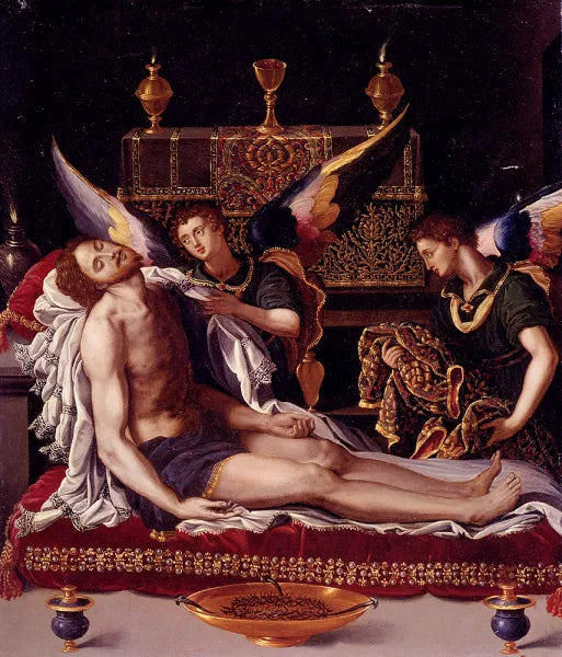 Dead Christ Attended By Two Angels