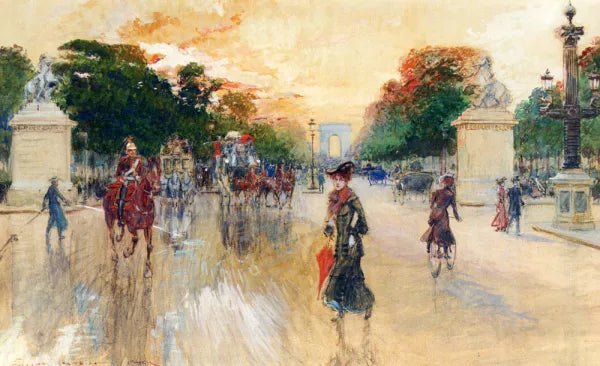 Busy Traffic On The Champs Elysees, Paris