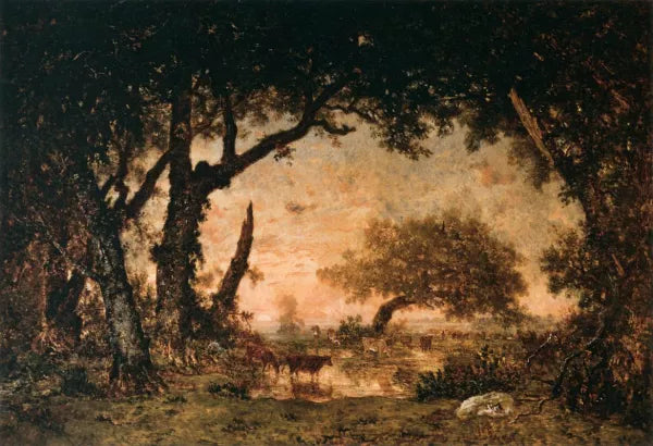 Edge of the Forest at Fontainebleau, Setting Sun