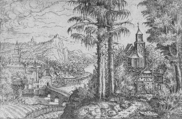 View of a Town Along the River with a Church on the Right Bank