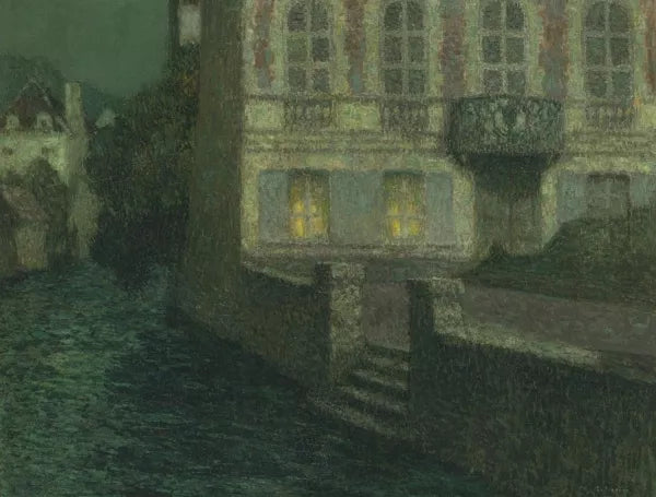 House by the River in Full Moon