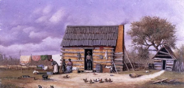 Log Cabin with Stretched Hide on Wall