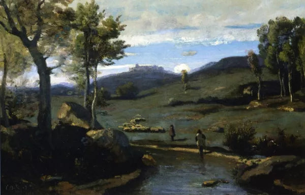 Roman Campagne - Rocky Valley with a Herd of Pigs