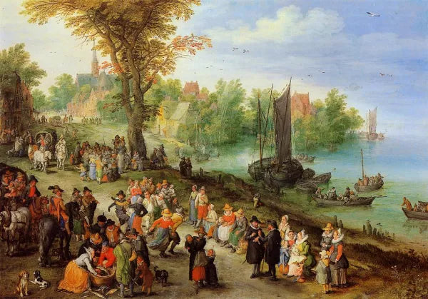 Village Landscape with Self Portrait