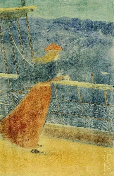 Woman on Ship Deck, Looking out to Sea (also known as Girl at Ship's Rail)