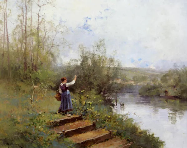 Paysanne au Bord de la Riviere
