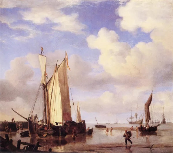 Ships Close Inshore at Low Tide