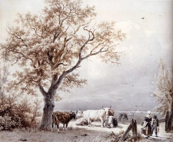 Cows in a Sunlit Meadow