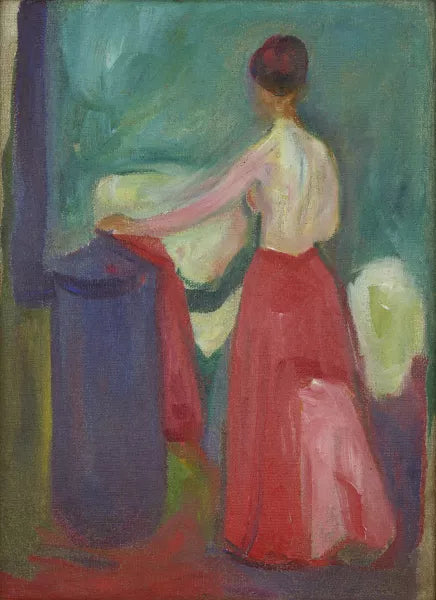 Nude with Red Skirt
