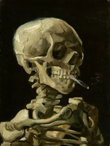 Head Of A Skeleton With A Burning Cigarette
